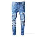 Locomotive Men Torn Patch Light Blue Jeans